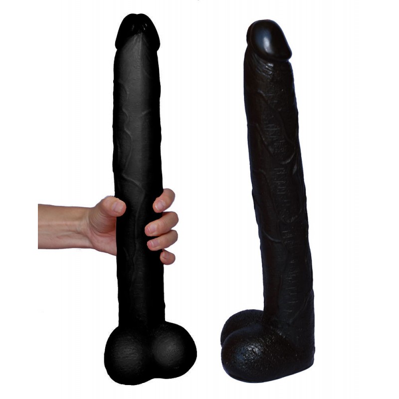 FAAK Extra Large Long Dildo with Balls - Black